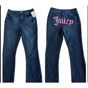 JUICY COUTURE MID RISE BOOTCUT EMBROIDERED PINK LOGO DENIM JEANS NWT SIZE 8